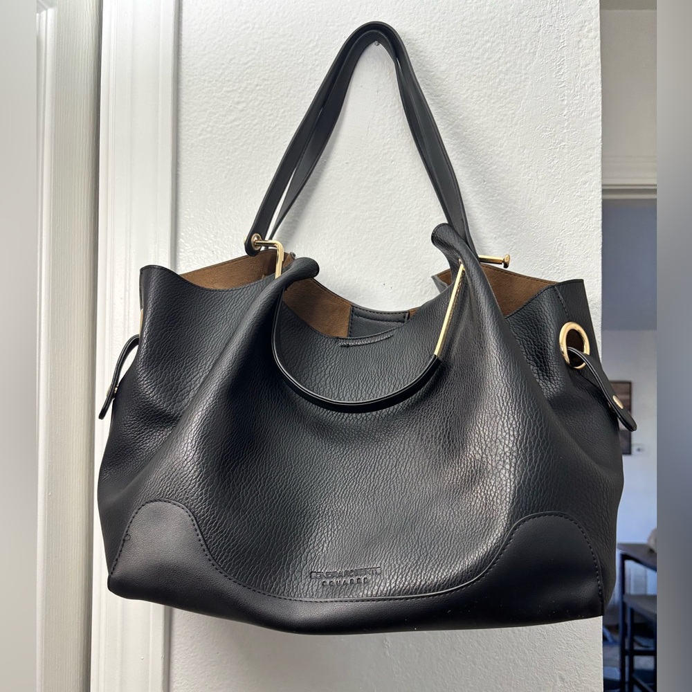 Sondra Roberts Squared Black Vegan Leather Tote Bag